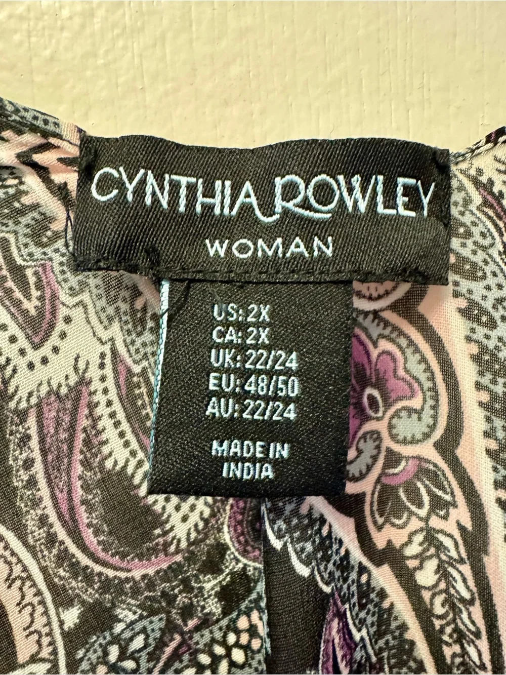 2X Cynthia Rowley Lightweight Paisley Kimono Cover-Up, lavender pastels black